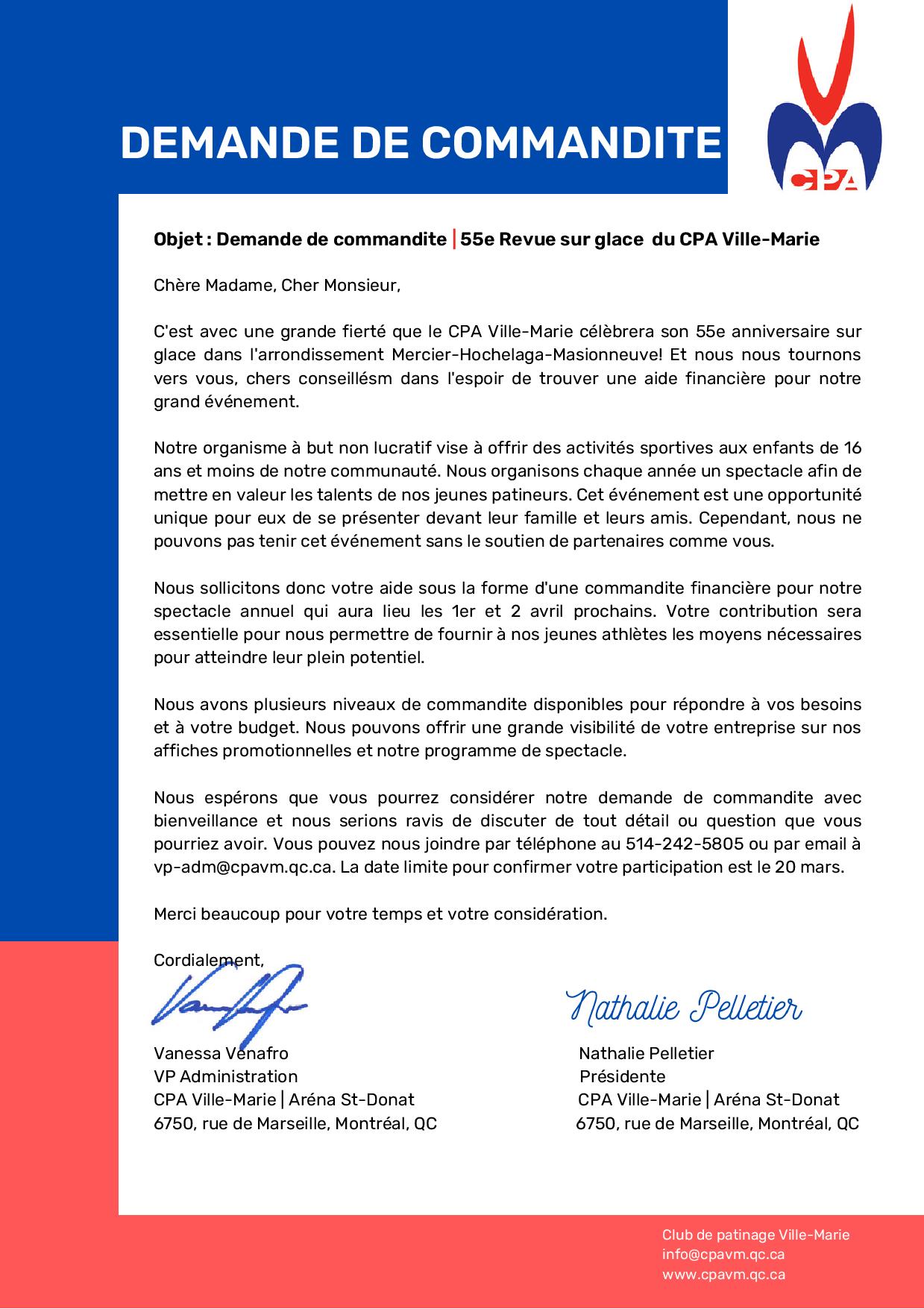 LETTRE D'INVITATION À NOUS SOUTENIR :: CPA Ville-Marie